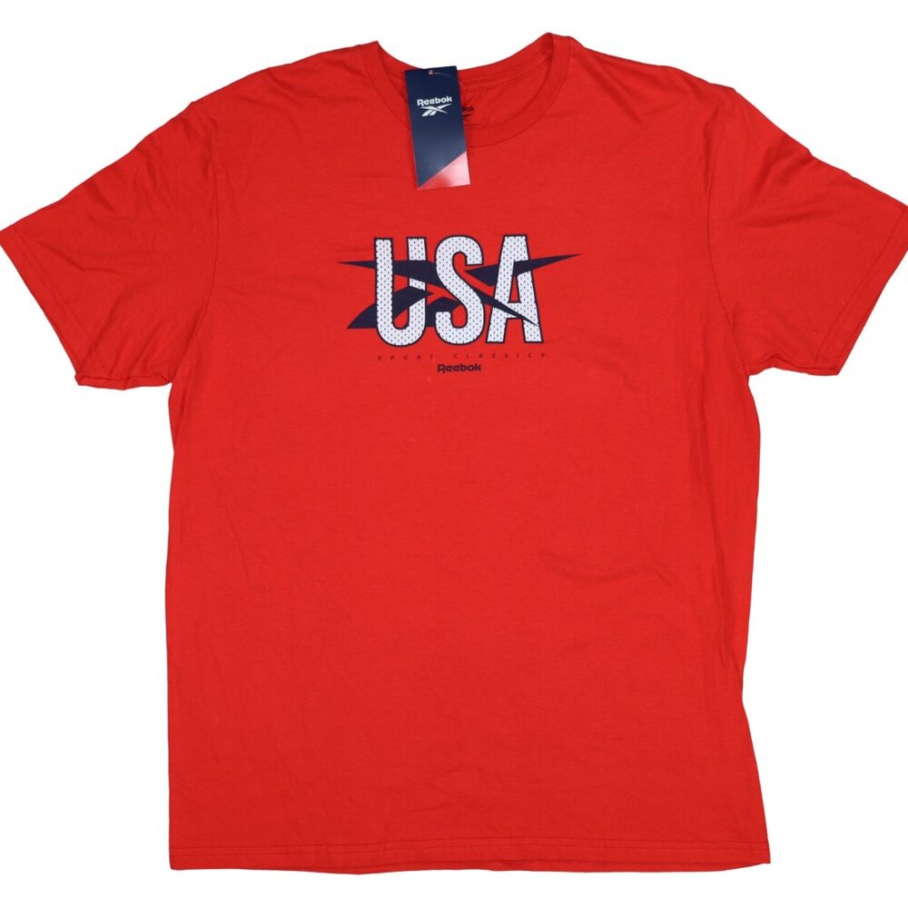 Reebok USA Graphic Print Sport Classics Athletic Short Sleeve Men's T-Shirt NWT